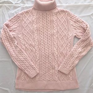 Lands End baby pink cotton cable turtleneck